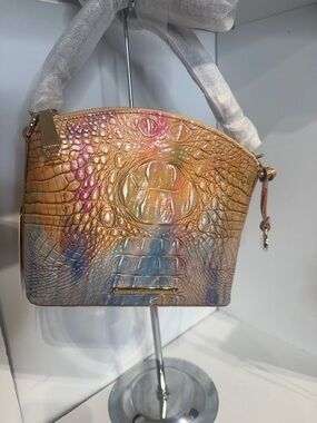 Brahmin mini mini dux Croc-Embossed Leather Crossbody - Tan, Pink, Blue